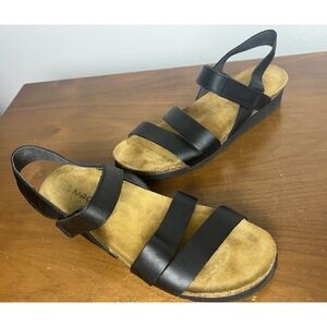 NAOT - Kayla Leather Cross Strap Sandals Mat Black‎ Women's Sz EUR 41, US 10